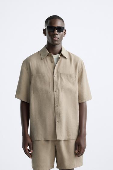 LYOCELL BLEND SHIRT - camel by Zara