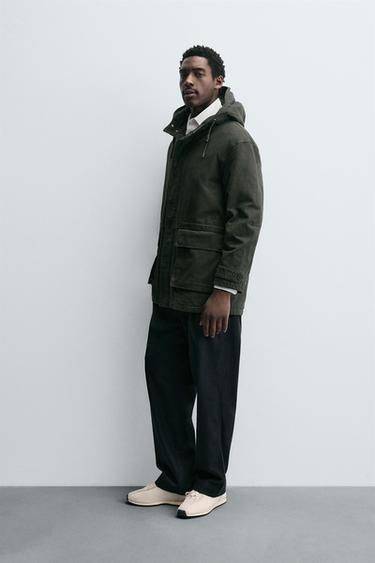 PARKA LAVÉE COUPE RELAX - Marron clair de Zara - Image 3