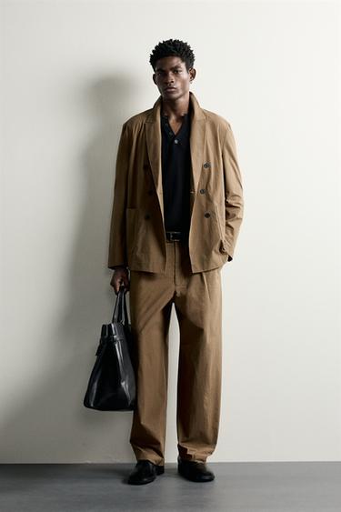 PANTALÓN TÉCNICO WIDE FIT TRAJE - Camel claro de Zara - Imagen 0