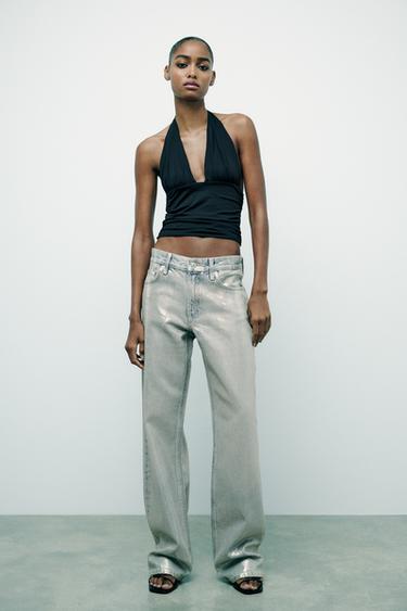 JEAN TRF WIDE LEG FOIL TAILLE NORMALE - Argent de Zara - Image 0