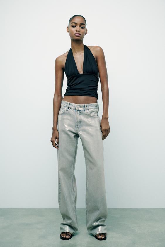 JEAN TRF WIDE LEG FOIL TAILLE NORMALE - Argent de Zara - Image 0