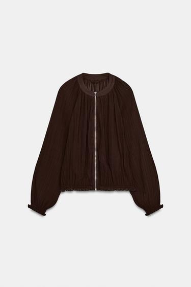 VESTE EN ORGANZA PLISSÉE - Marron de Zara - Image 4