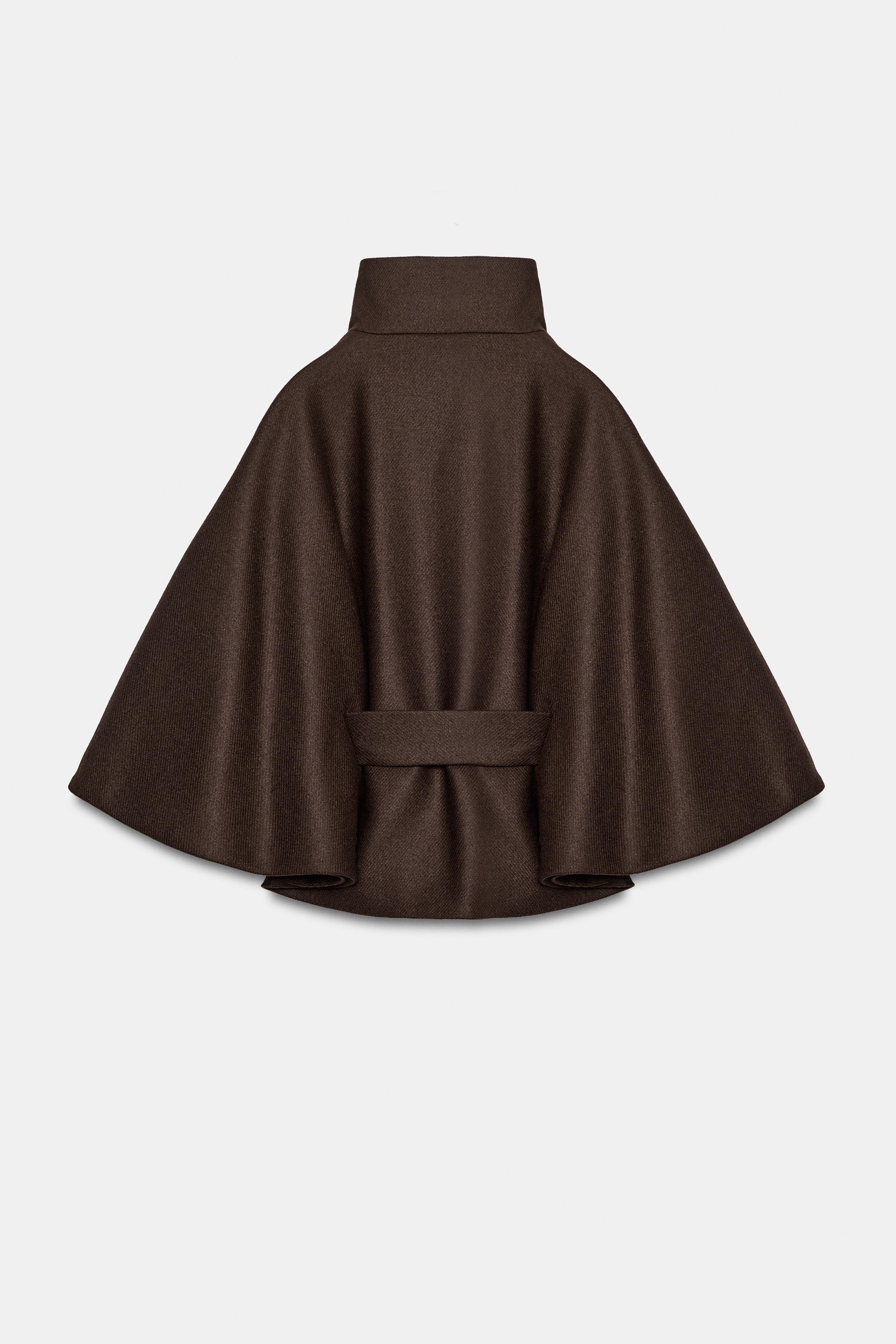 MANTEAU CAPE AVEC LAINE CEINTURE