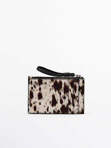 Zara Small animal print leather wallet - White