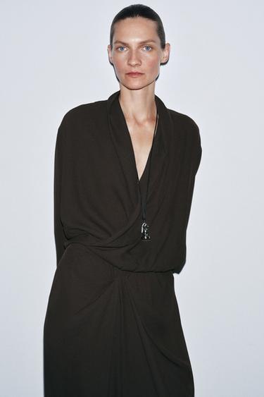 ROBE DRAPÉE ZW COLLECTION - Marron foncé de Zara - Image 1