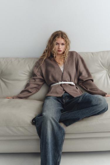 VESTE SOFT À CEINTURE - Marron clair de Zara - Image 3