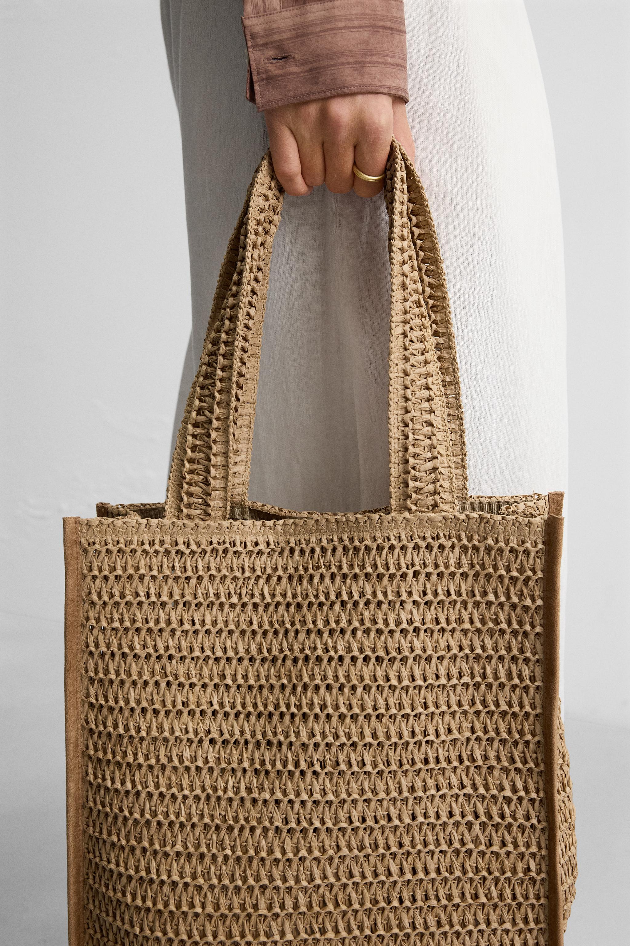 ZARA - 軽量【ザラ】編み込みペーパー トートバッグ かごバッグ