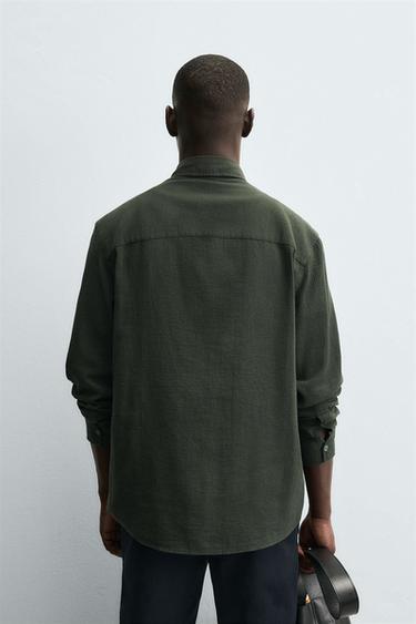 TEXTURED CHECK SHIRT - Dark green by Zara