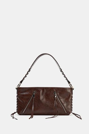 BOLSO DE HOMBRO CREMALLERAS - Chocolate de Zara - Imagen 0