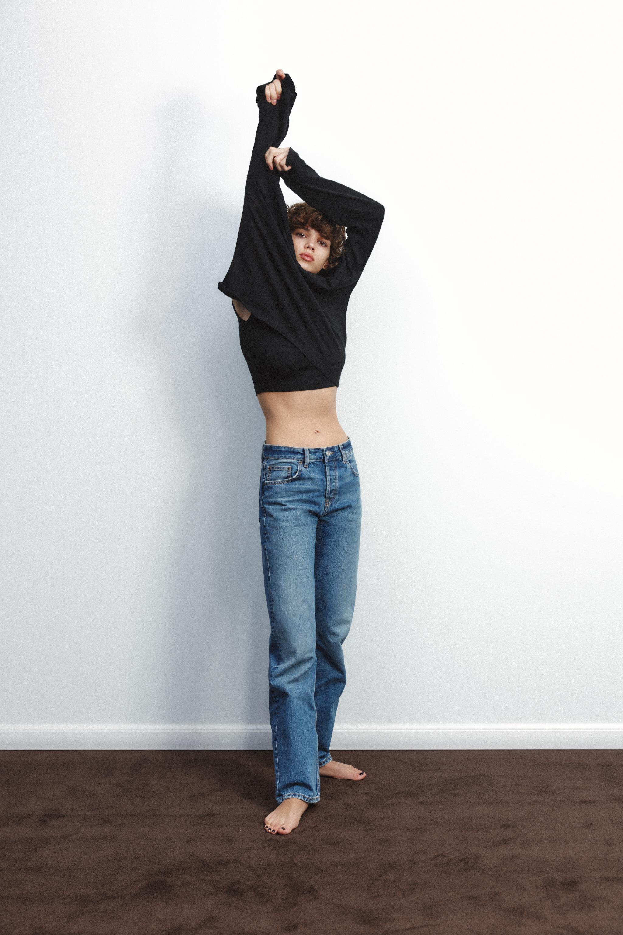TRF MID-RISE STRAIGHT LEG JEANS - Light gray | ZARA United