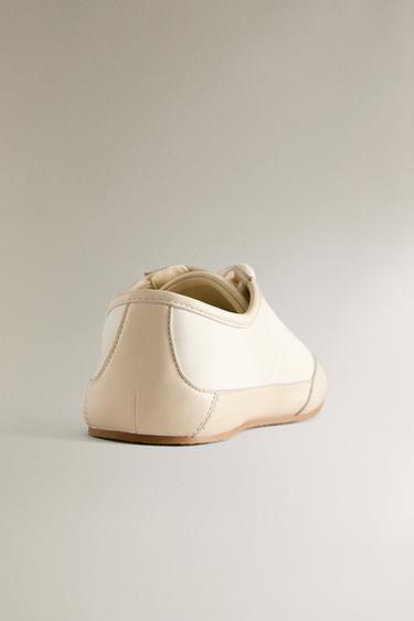LEATHER SNEAKERS - Beige by Zara - Image 3
