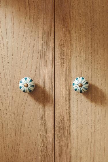 PACK OF CERAMIC FLOWER DOOR KNOBS (PACK OF 2) - Green by Zara