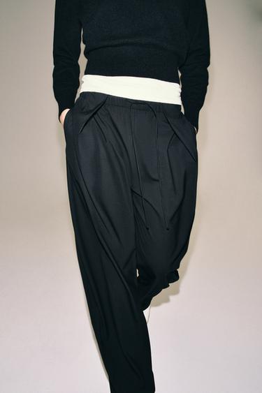 ZW COLLECTION PLEATED TROUSERS - Black by Zara