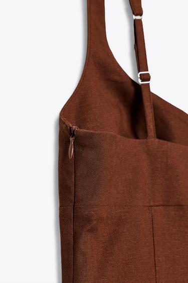 LINEN BLEND MIDI DRESS - Terracotta by Zara - Image 8