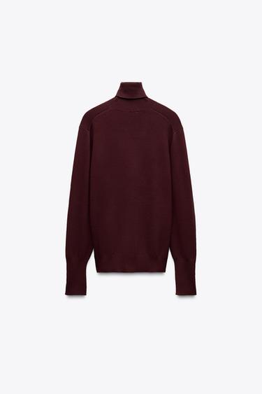 PLAIN KNIT SWEATER WITH BUTTONS - Burgundy by Zara