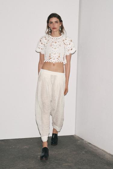 CROCHET KNIT CROP TOP - White by Zara - Image 0