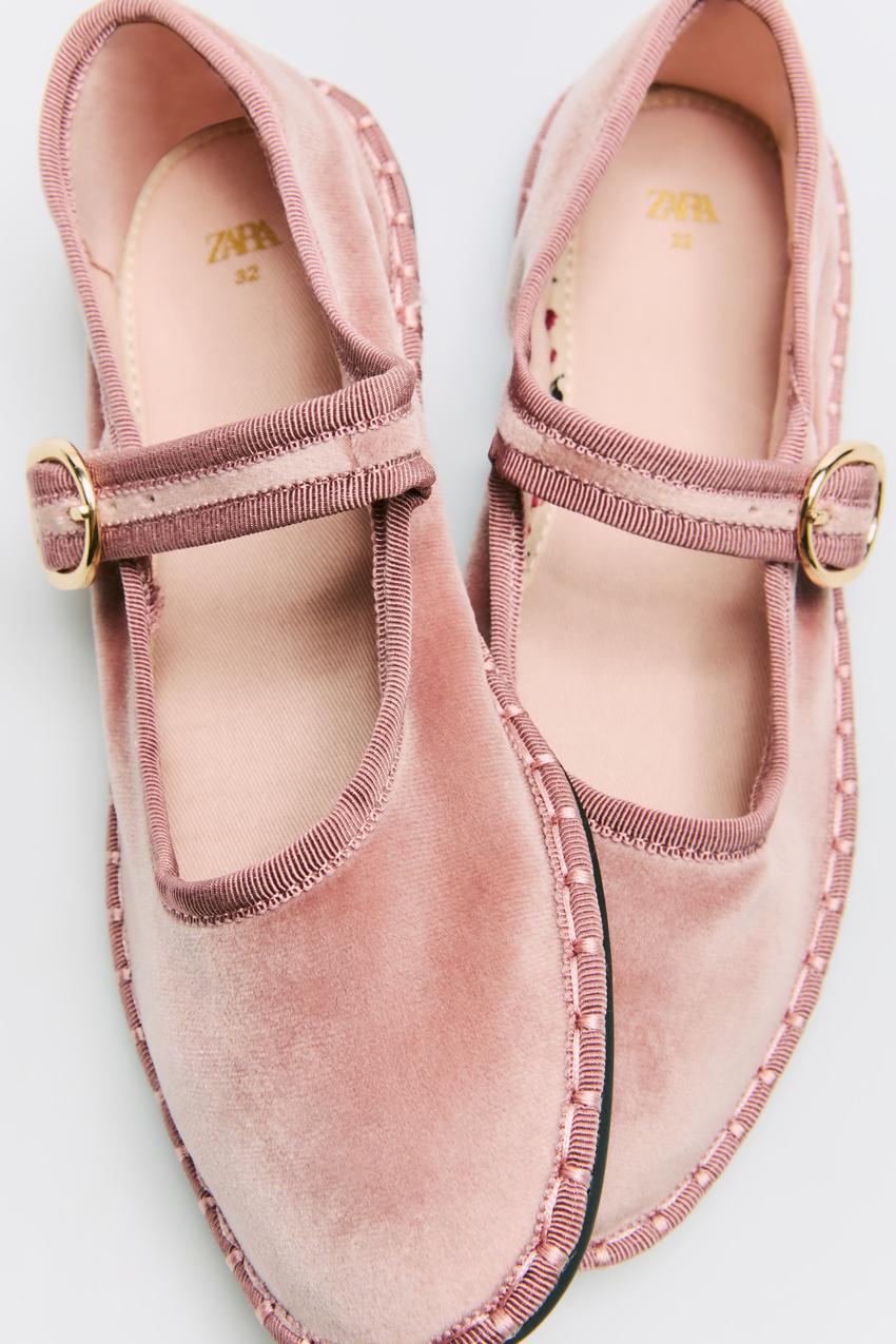 VELVET BALLET FLATS - Pink | ZARA United States