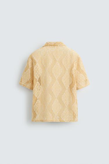 CROCHET TEXTURED SHIRT - Yellow by Zara - Image 7