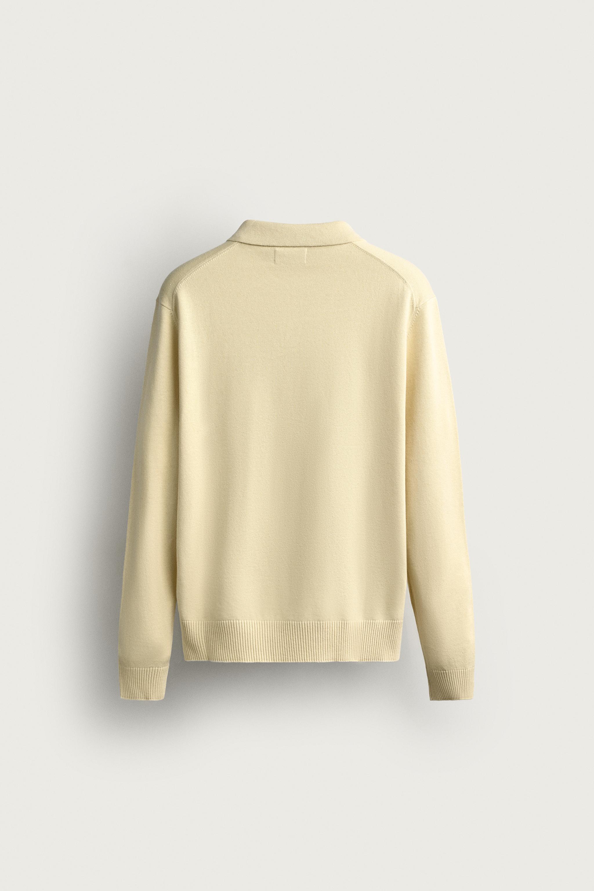 COTTON-LINEN KNIT REGULAR FIT POLO — Yellow