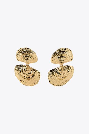DOUBLE SEASHELL EARRINGS - Golden by Zara