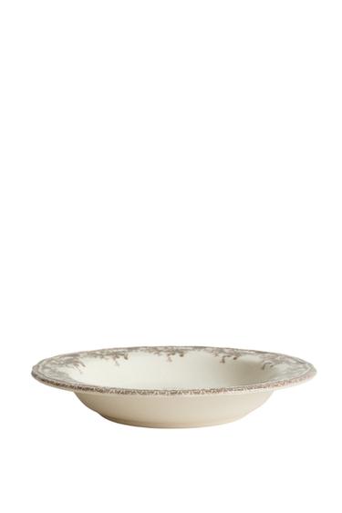 TIEFER TELLER AUS STEINGUT MIT BLUMENPRINT - Braun von Zara