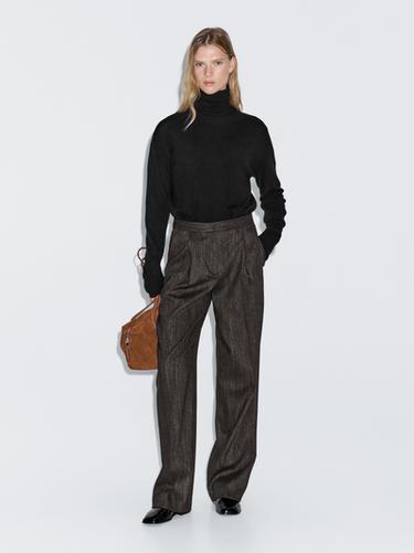 Zara Darted flecked trousers - Black - Image 0