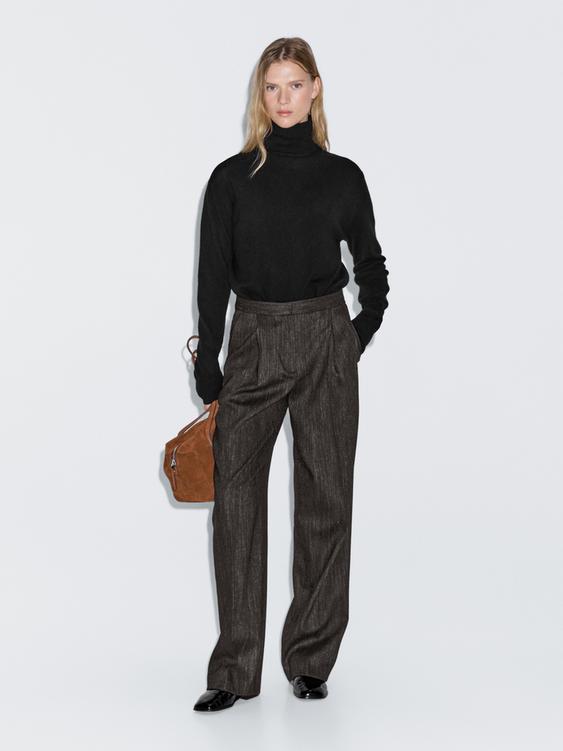 Darted flecked trousers