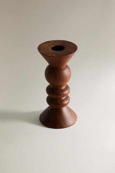 WOOD CANDLESTICK - Brown by Zara - Image 1
