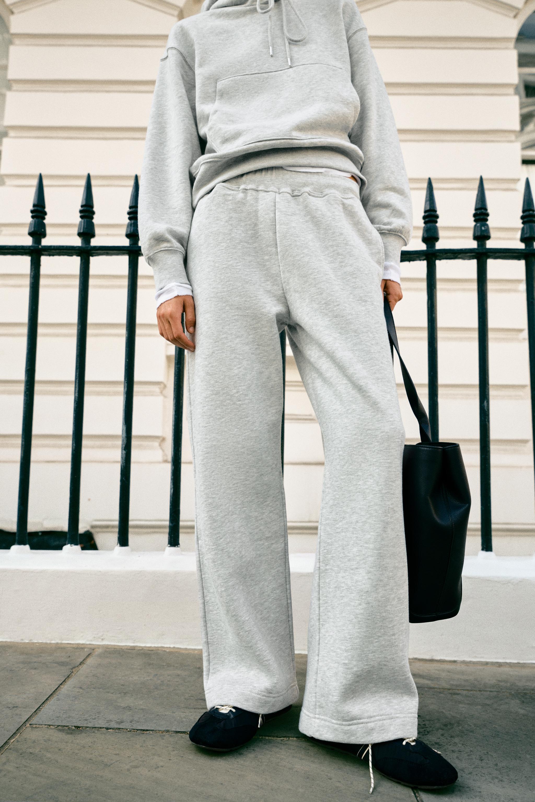 BASIC FLEECE PANTS — Gray marl