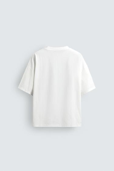 Zara BASIC WASHED T-SHIRT - White