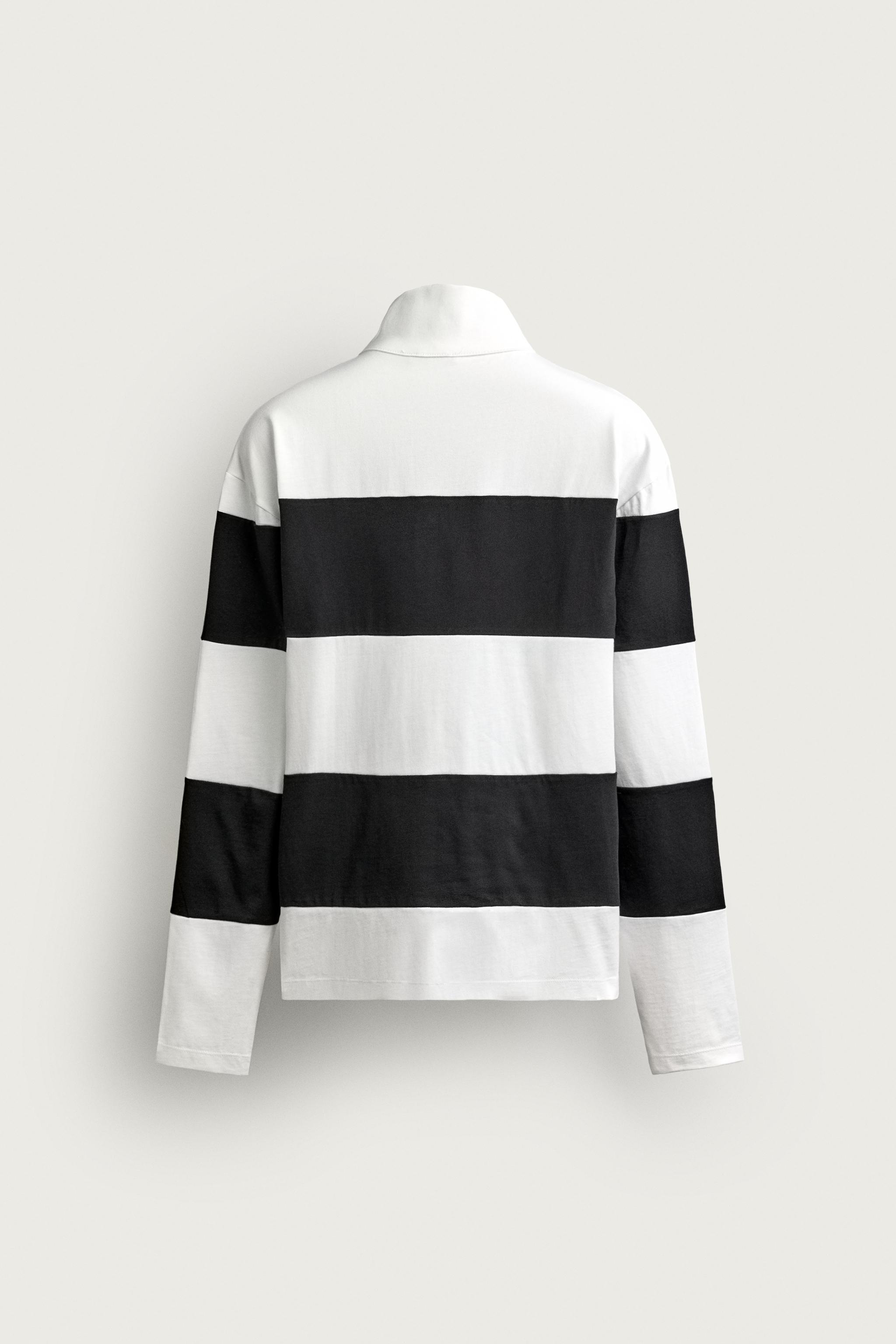 Мужские рубашки Zara STRIPED RELAXED-FIT POLO — фото 9