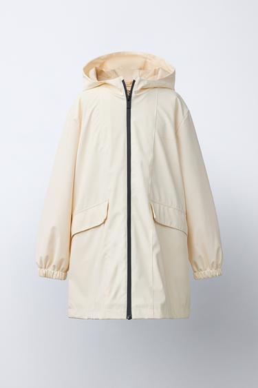WATER-REPELLENT HOODED JACKET WITH ELASTICATED HEM - Butter by Zara