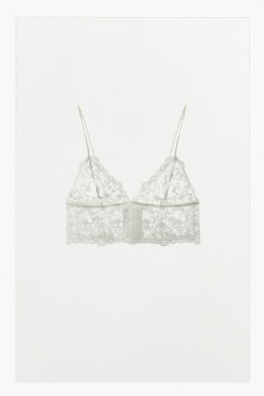 EMBROIDERED LACE BANDEAU BRALETTE - white by Zara