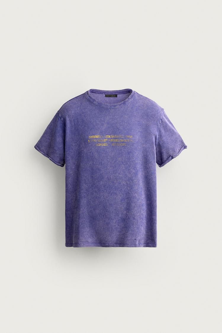 WASHED PRINT KNIT T-SHIRT