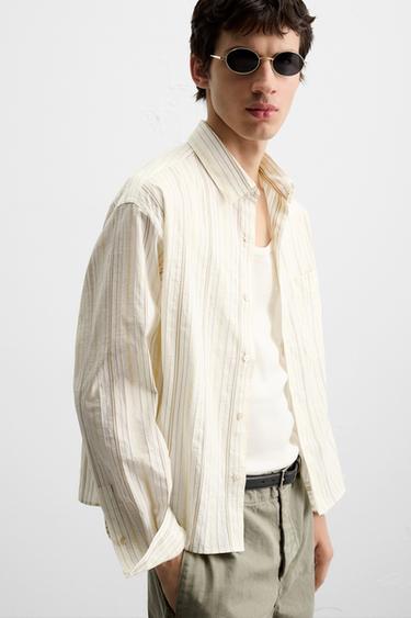 CONTRAST STRIPE SHIRT - Oyster-white by Zara