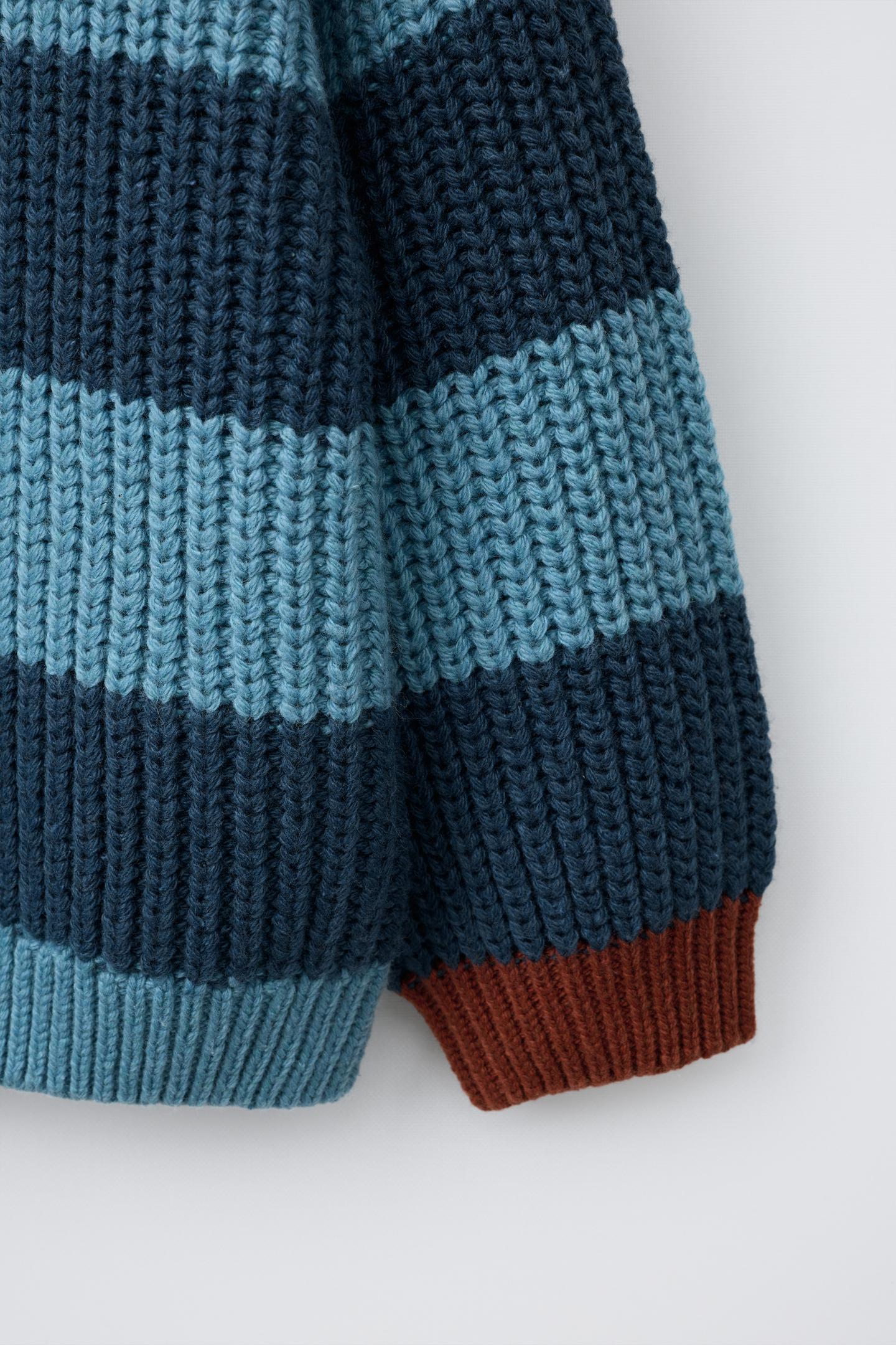 Детский свитер Zara Striped Knit, цвет: Синий — фото 4