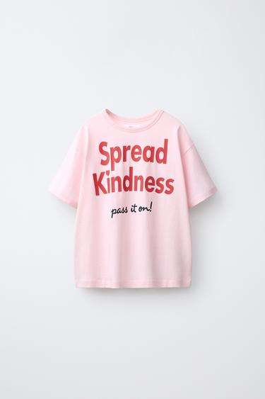 Zara TEXT PRINT T-SHIRT - Pink