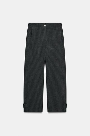PINSTRIPE TROUSERS WITH ADJUSTABLE HEM - Grey by Zara