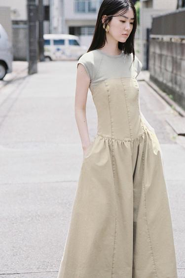 Zara 平口洋裝 - 焦糖色