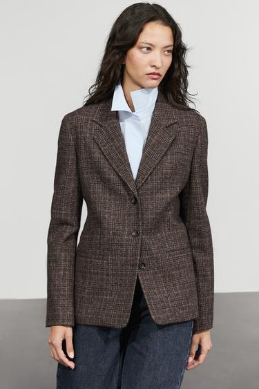 100% wool check blazer — Brown 2