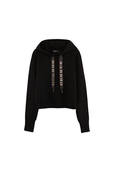 BEJEWELLED DRAWSTRING SWEATSHIRT