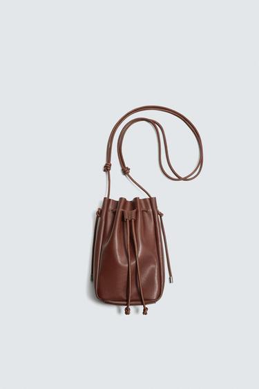LEATHER CROSSBODY BAG - Brown by Zara