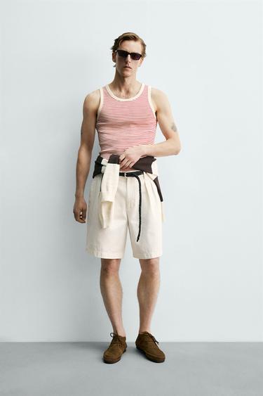 CAMISETA TANK JACQUARD RAYAS X AARON LEVINE - Azul / Blanco de Zara - Imagen 0