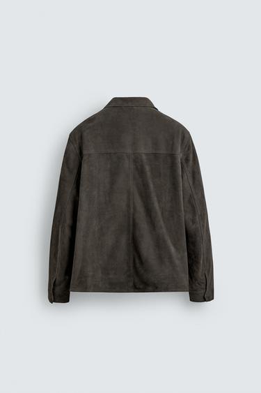 SUEDE LEATHER JACKET - Grey by Zara - Image 7