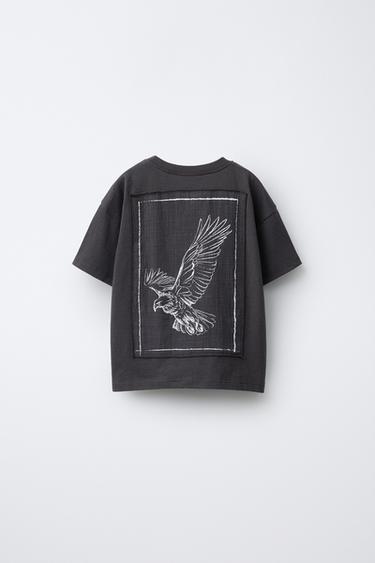 تيشرت بتطريز حيوان - رمادي أنثراسايت الخاص بـ Zara