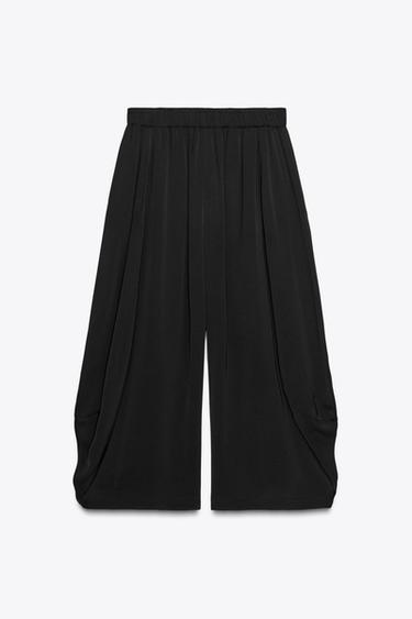 Zara ZW COLLECTION FLOWY VOLUME PANTS - Black