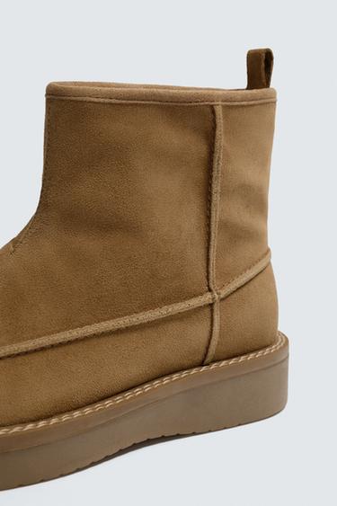 Bottines Zara En Cuir Effet Serpent - Taille 39, Couleur Beige Gris, Occasion En Bon état