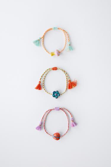PACK OF THREE CORD BRACELETS WITH CERAMIC - Multicoloured by Zara - Image 3
