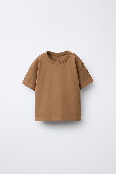 Zara BASIC HEAVY WEIGHT T-SHIRT - Khaki - Image 0