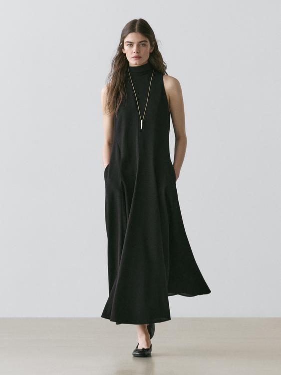 Halter neck midi dress with tie detail from Zara - $180